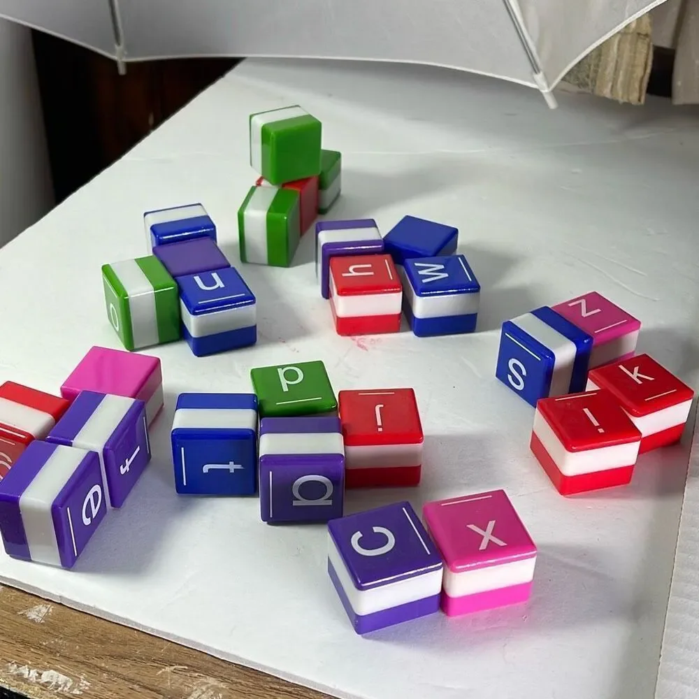 One lot of 1” square 26 letter cubes. Letter recognition spelling word building